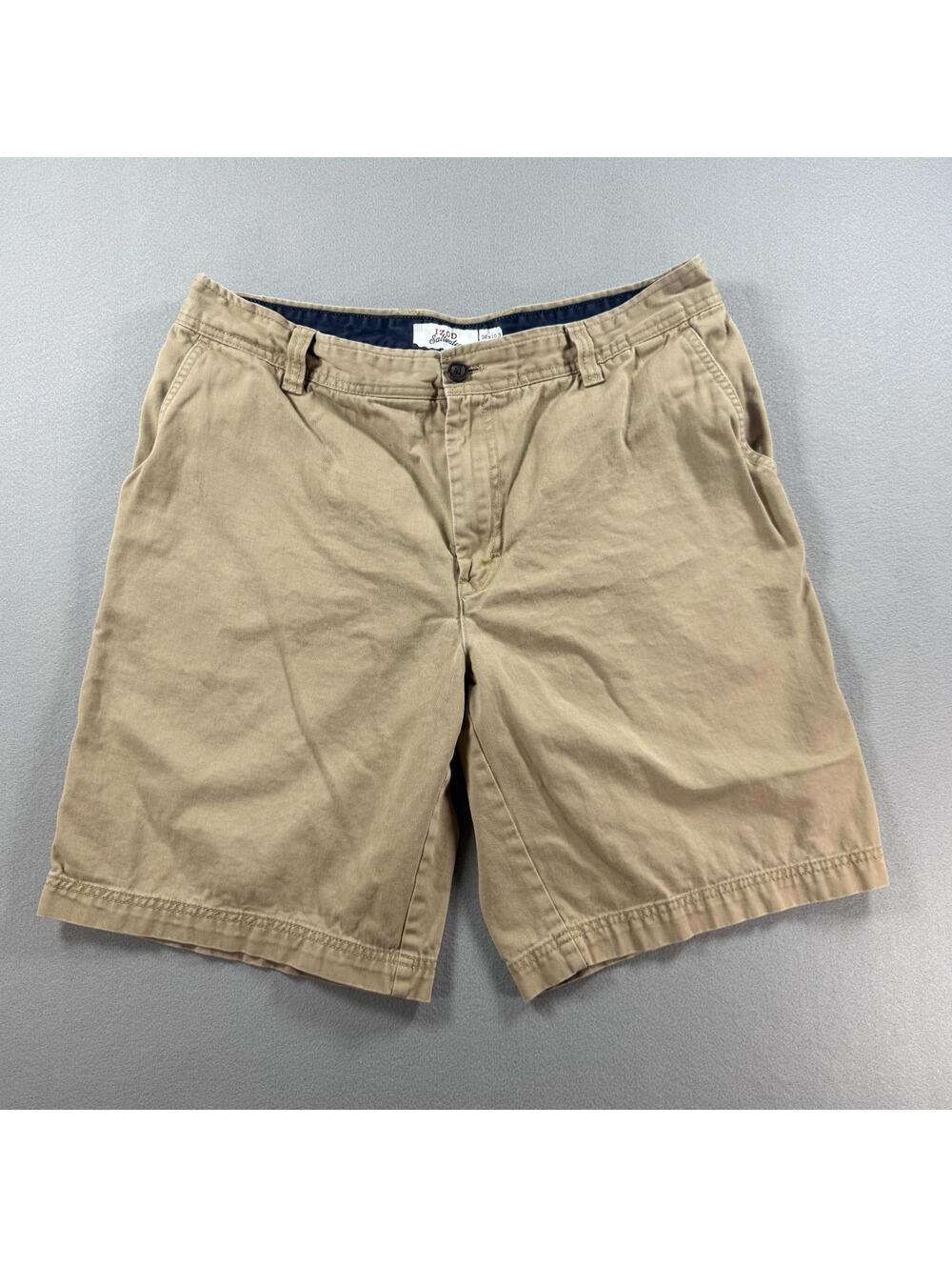 Mens Tan Izod Saltwater 36" x 10.5" Inseam Bermuda Flat Front Shorts
